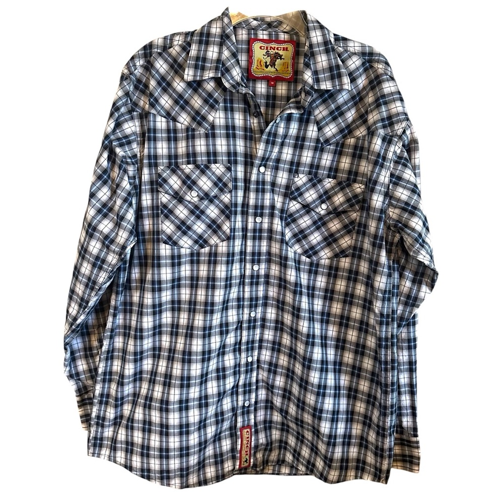 CINCH Blue & White Plaid Men’s Western Button Up Shirt